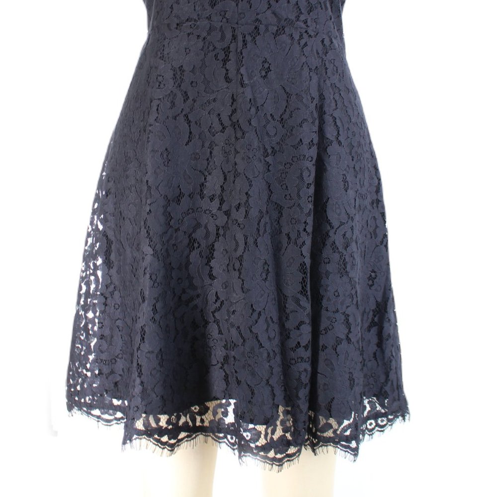 Joie Nikolina Dress Black Lace Sleeveless V Neck Scalloped Eyelash Trim SZ M - Picture 4 of 15